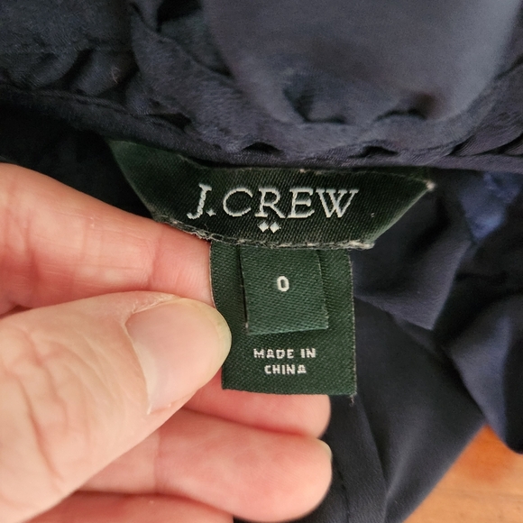 J. Crew Navy Ruffle Collar Sleeveless Blouse Sz 0 - Picture 4 of 5